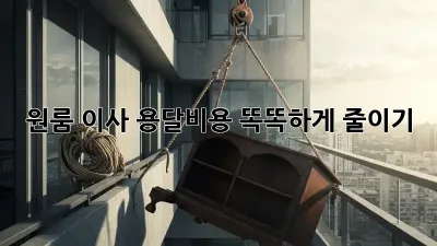 원룸 이사, 용달비용 똑똑하게 줄이기!